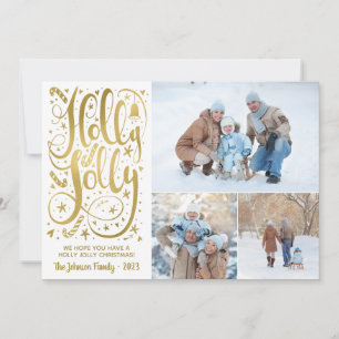 Tarjetas de Navidades de fotografía Holly Jolly, R