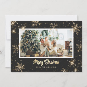 Tarjetas de Navidades de fotos Black Sparkly