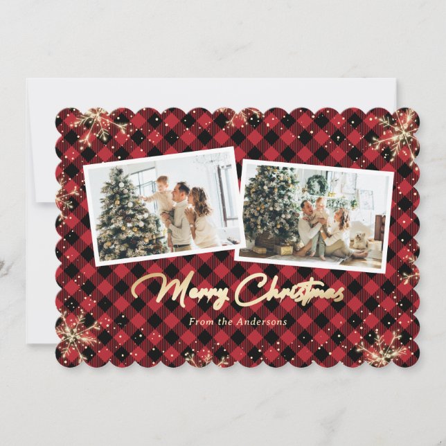 Tarjetas de Navidades de fotos de copos de nieve d (Anverso)