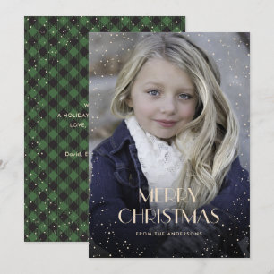 Tarjetas de Navidades de fotos de nieve verde en p