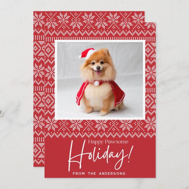 Tarjetas de Navidades de fotos de perros navideños (Anverso / Reverso)