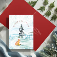 Tarjetas de Navidades de Fox Cute Watercolor