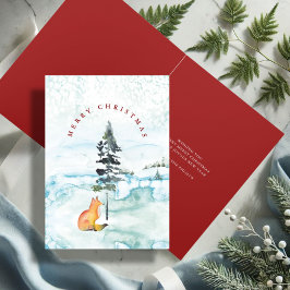 Tarjetas de Navidades de Fox Cute Watercolor