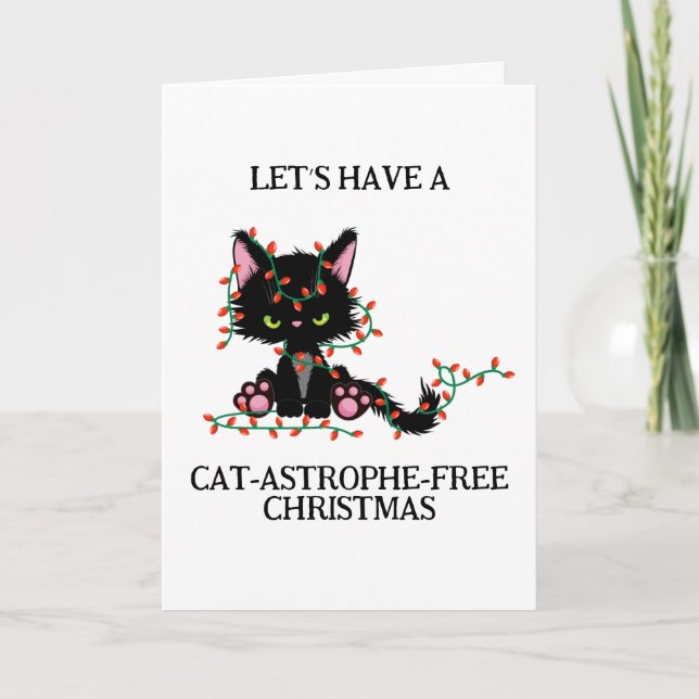 tarjetas de navidades de gatos negros divertidos (Anverso)