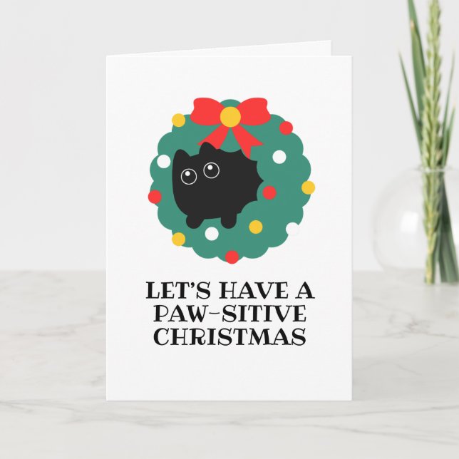 tarjetas de navidades de gatos negros divertidos (Anverso)