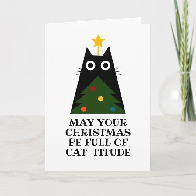 tarjetas de navidades de gatos negros divertidos (Anverso)