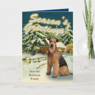 Tarjetas de Navidades de la cabina Airedale Terrie