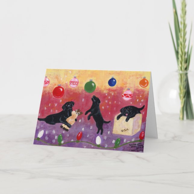 Tarjetas de Navidades de Labrador Negro (Anverso)