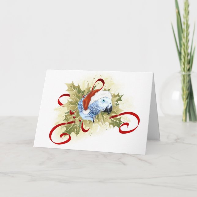 Tarjetas de Navidades de loro gris africano (Anverso)