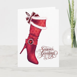 Tarjetas de Navidades de moda Rojo Stocking