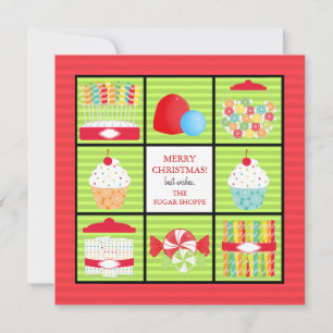 Tarjetas de Navidades de negocios Candy Shop