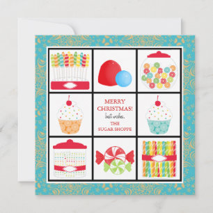Tarjetas de Navidades de negocios Candy Shop