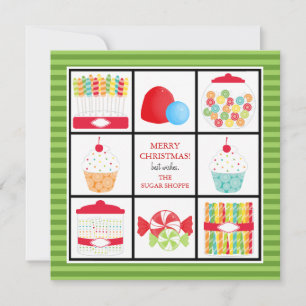 Tarjetas de Navidades de negocios Candy Shop
