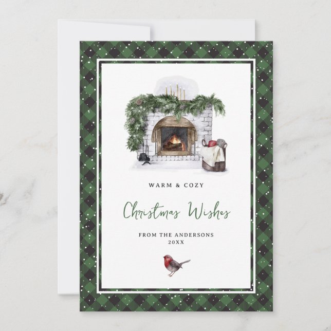 Tarjetas de Navidades de Nieve con manchas verdes  (Anverso)