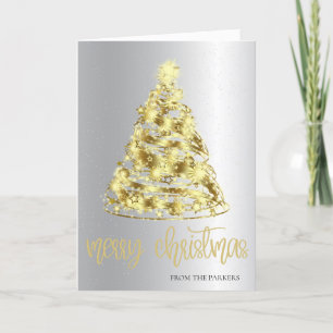Tarjetas de Navidades de oro Elegante árbol de e