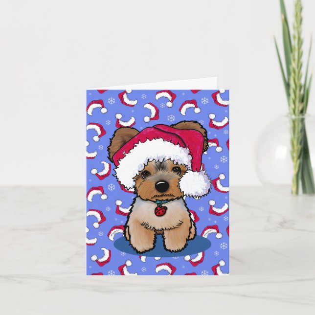 Tarjetas de Navidades de perro de KiniArt Yorkie T (Anverso)