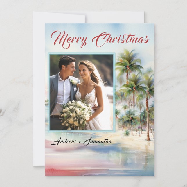 Tarjetas de Navidades de Photo Beach personalizada (Anverso)