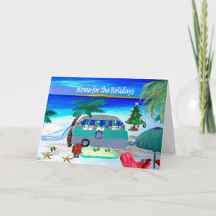 Tarjetas de Navidades de playa retro vintage