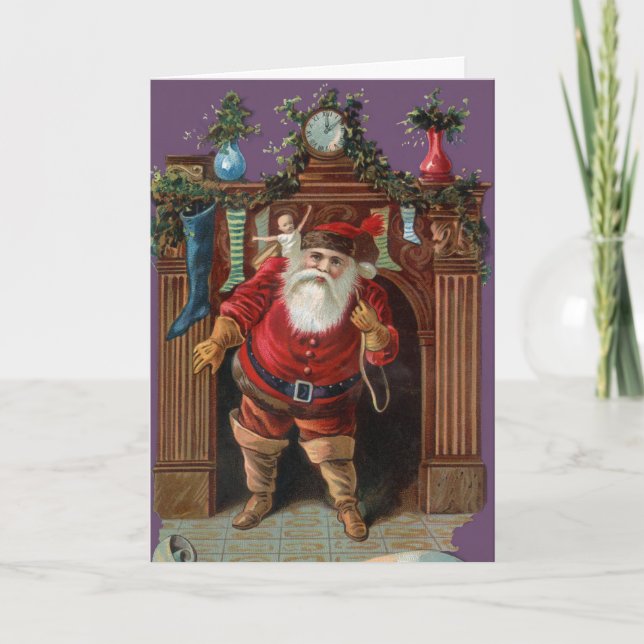 Tarjetas de Navidades de Santa Moda Viejas (Anverso)