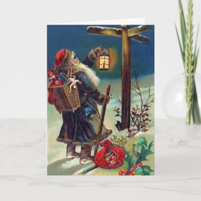 Tarjetas de Navidades de Santa Moda Viejas (Anverso)