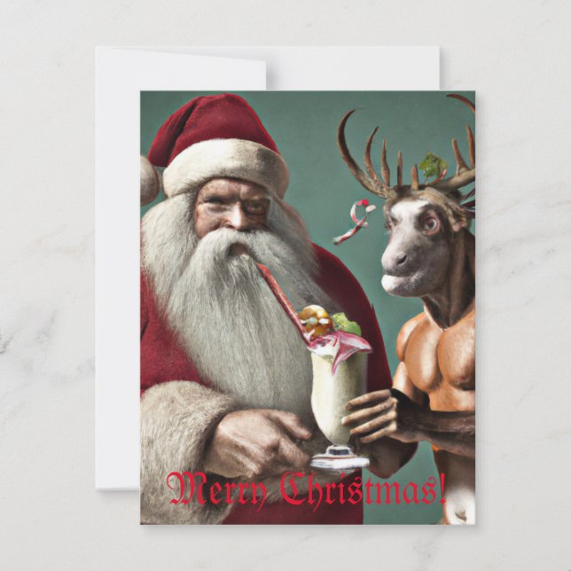 Tarjetas de Navidades de Santa y Krampus (Anverso)