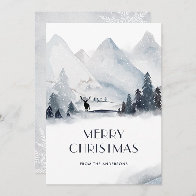 Tarjetas de Navidades de Snowflake para ciervos de (Anverso / Reverso)