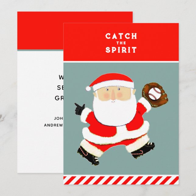 Tarjetas de Navidades de vacaciones de béisbol (Anverso / Reverso)