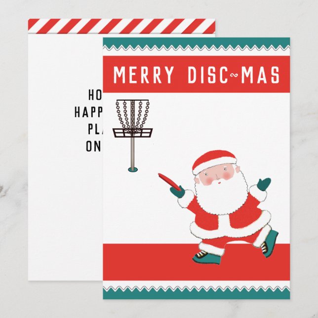 Tarjetas de Navidades de vacaciones de disco golf (Anverso / Reverso)