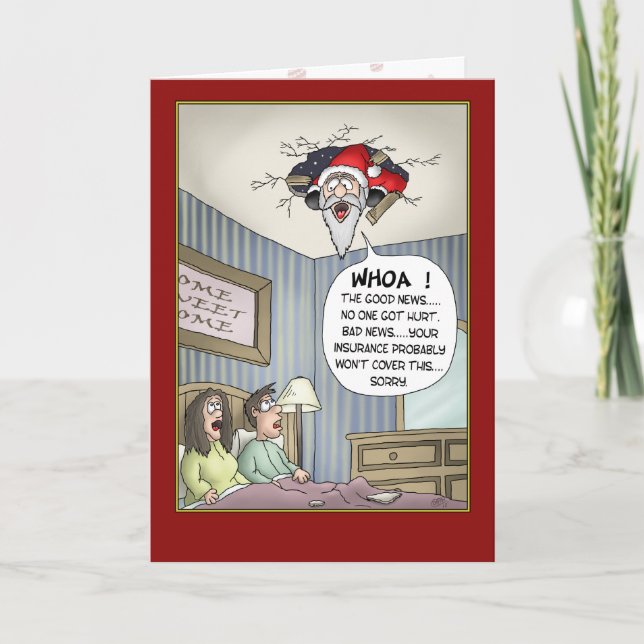 Tarjetas de Navidades divertidas: aterrizaje duro (Anverso)