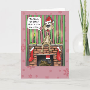 Tarjetas de Navidades divertidas: perro guardián d
