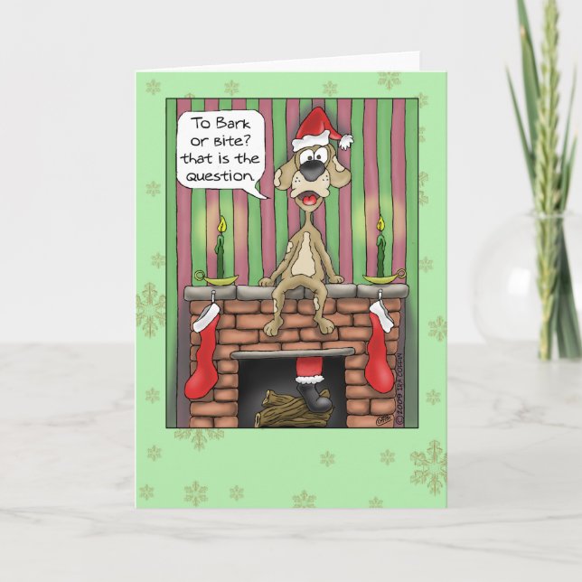 Tarjetas de Navidades divertidas: perro guardián d (Anverso)