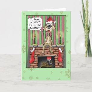 Tarjetas de Navidades divertidas: perro guardián d