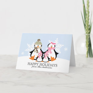 Tarjetas de Navidades familiares de pingüinos mili