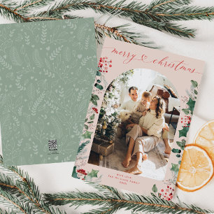 Tarjetas de Navidades familiares Pastel Pink Simpl