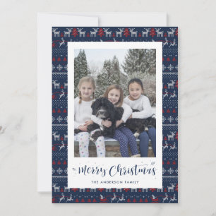 Tarjetas de Navidades fotográficos Blue Red White 