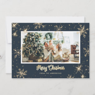 Tarjetas de Navidades fotográficos Blue Sparkly