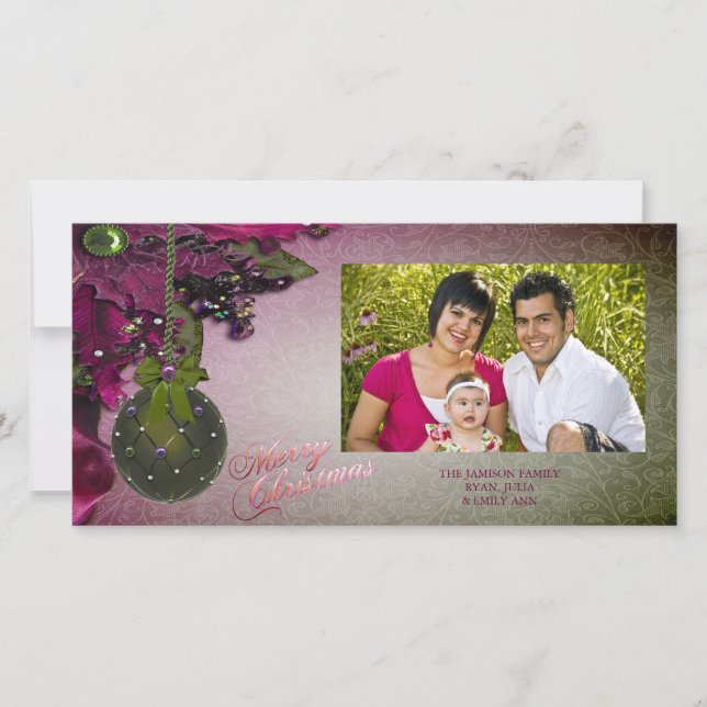 Tarjetas de Navidades fotográficos rojas de época (Anverso)