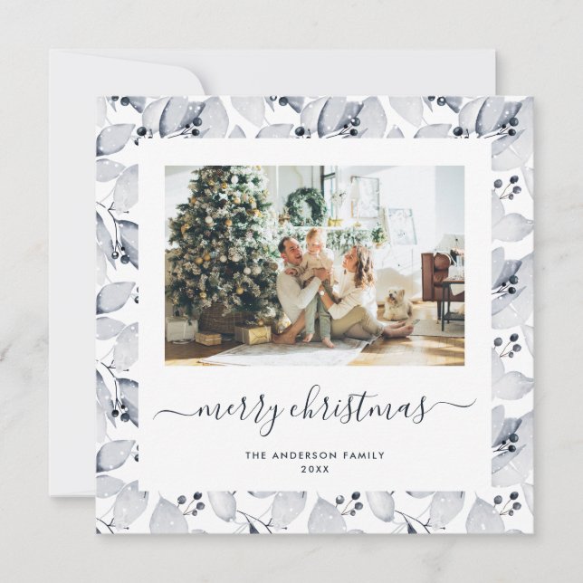 Tarjetas de Navidades fotográficos Watercolor Wint (Anverso)