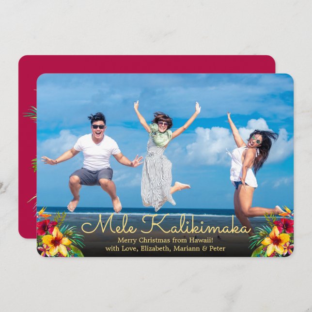 Tarjetas de Navidades Mele Kalikimaka, foto modern (Anverso / Reverso)