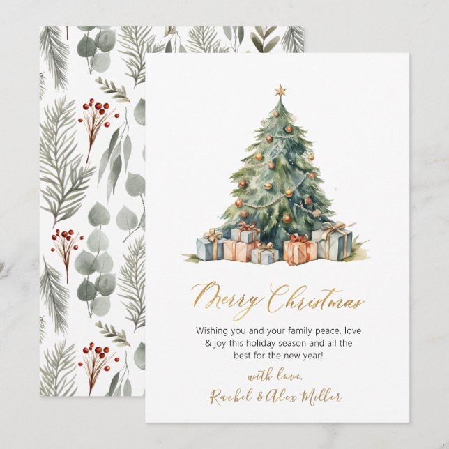 Tarjetas de Navidades no fotográficas de árbol de  (Anverso / Reverso)