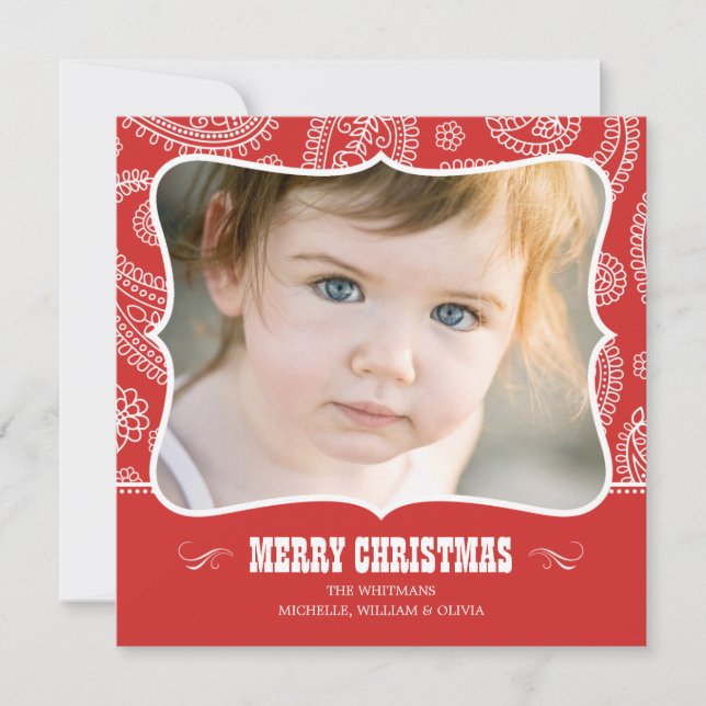 Tarjetas de Navidades Paisley Cowboy (Anverso)