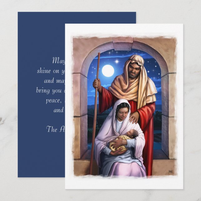 Tarjetas de Navidades planos de arte de la nativid (Anverso / Reverso)