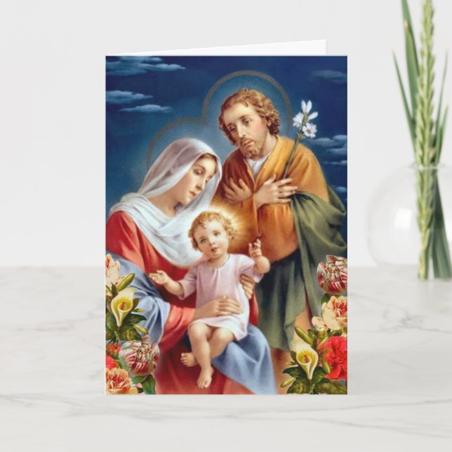 Tarjetas de Navidades religiosos | Familia Santa 4 (Anverso)