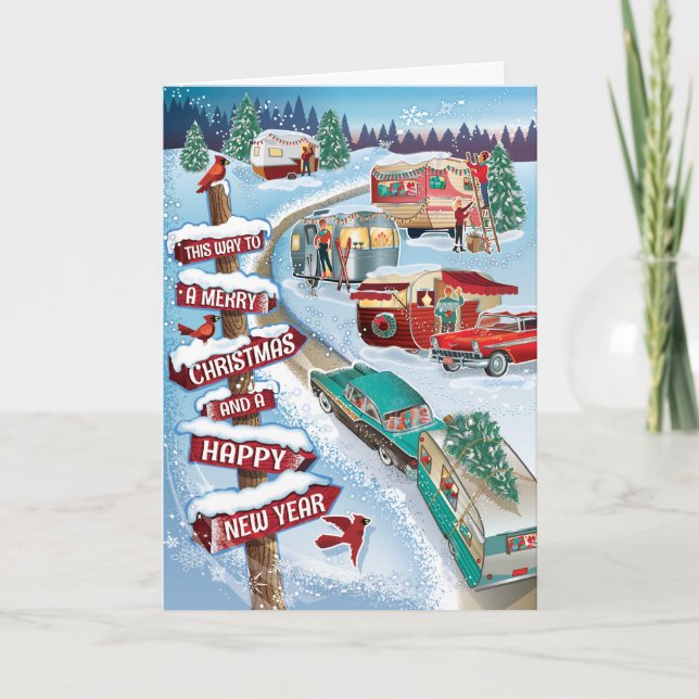 Tarjetas de Navidades retro de campanarios de invi (Anverso)