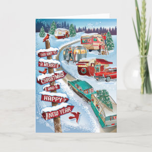 Tarjetas de Navidades retro de campanarios de invi