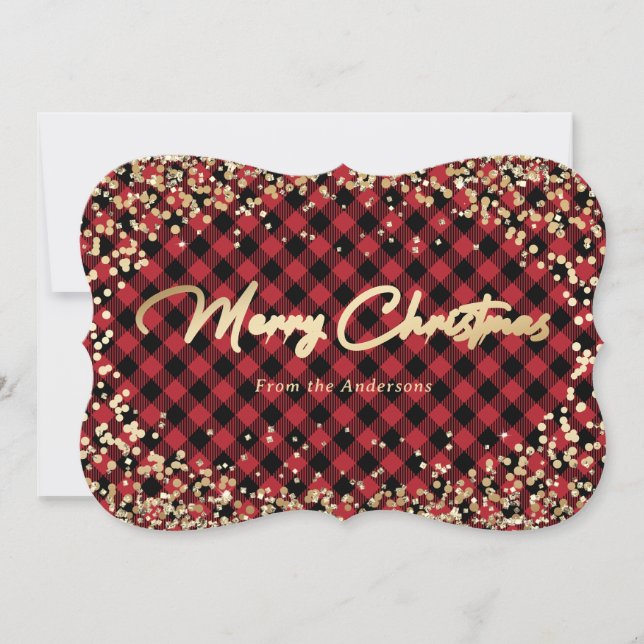 Tarjetas de Navidades rojas de búfalo rojo Purpuri (Anverso)