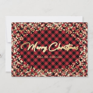 Tarjetas de Navidades Sparkly Gold y Red Buffalo P