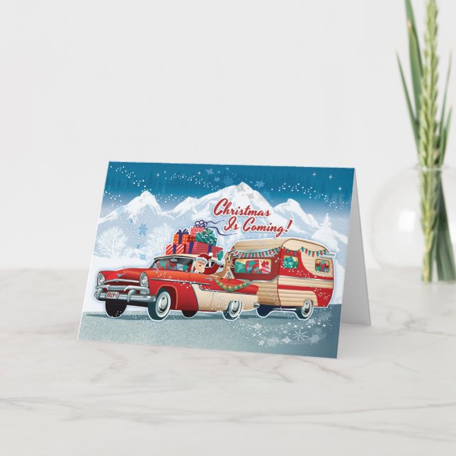 Tarjetas de Navidades Vintage de Camper Santas (Anverso)