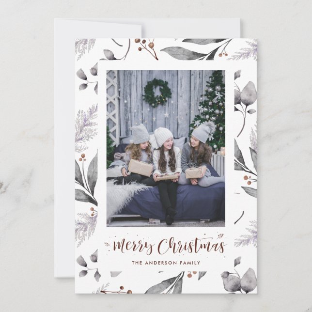 Tarjetas de Navidades Watercolor Winter Berries Gr (Anverso)