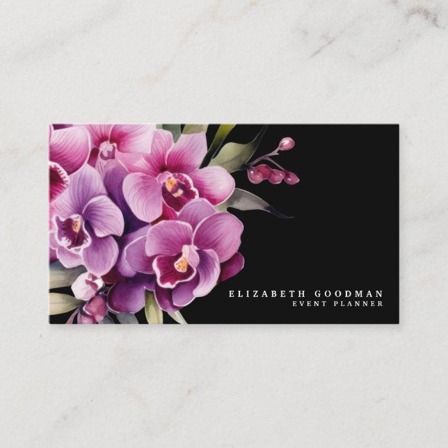 Tarjetas de Negocio Clásicas de Orquídeas Moradas  (Anverso)
